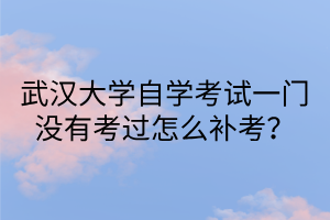 武汉大学自学考试一门没有考过怎么补考？