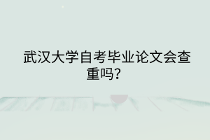 武汉大学自考毕业论文会查重吗？